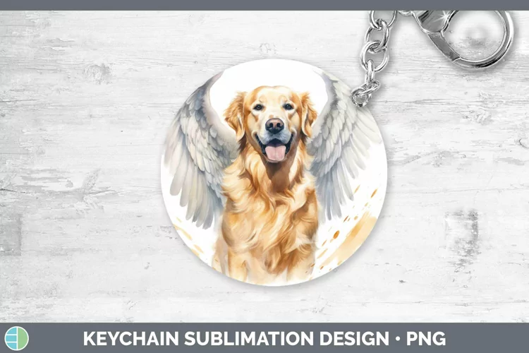 Memorial Watercolor Golden Retriever Keychain Sublimation Ke