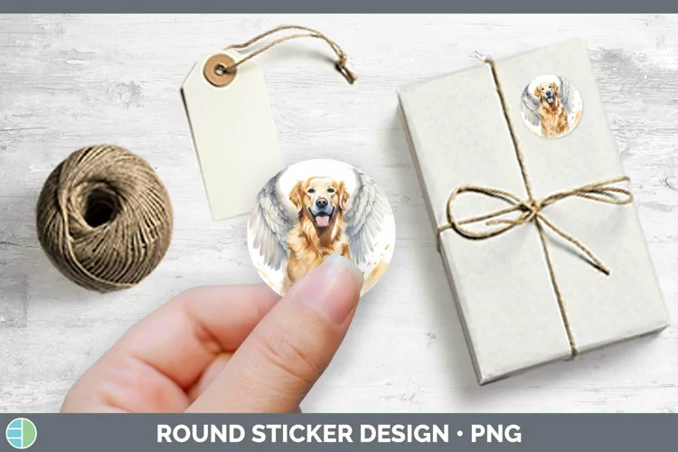 Memorial Watercolor Golden Retriever Stickers | Round Labels