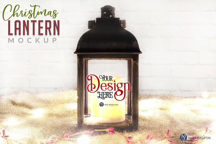 Memorial Lantern with Candle | Holiday Mockup, Styled Photo