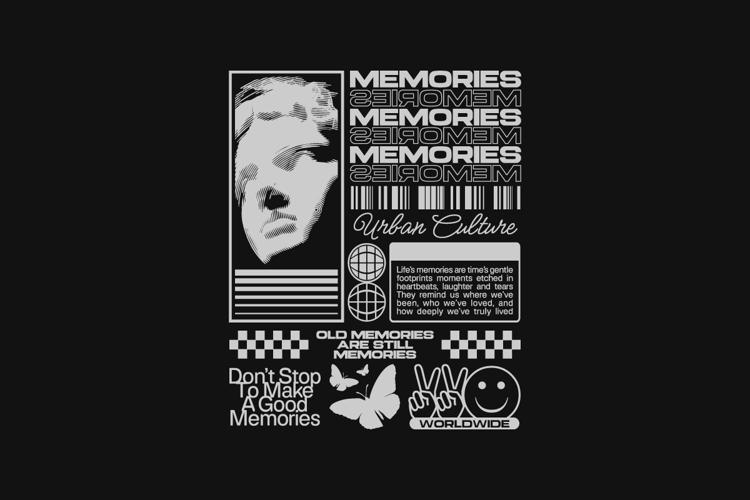 Memories Urban Streetwear Brutalism T-shirt Design