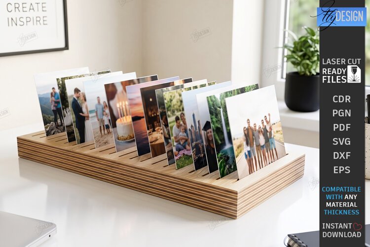 Memory Shelf Photo Holder Laser Cut | Photo Display Stand example image 1