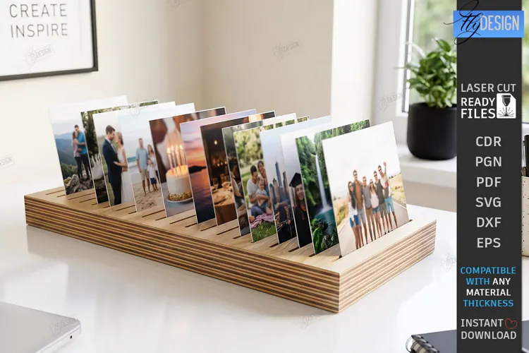 Memory Shelf Photo Holder Laser Cut | Photo Display Stand