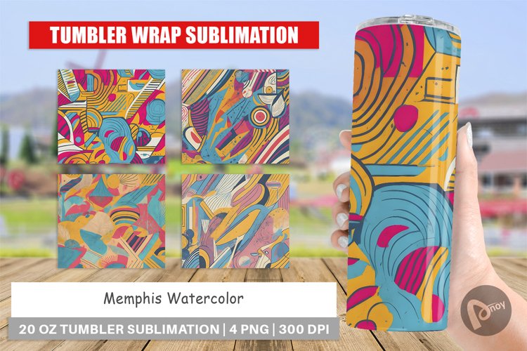 Tumbler Sublimation Wrap Memphis Watercolor