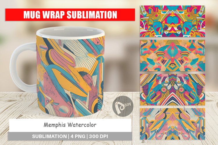 Mug Wrap Design Memphis Watercolor