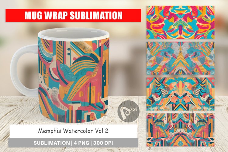 Mug Wrap Design Memphis Watercolor