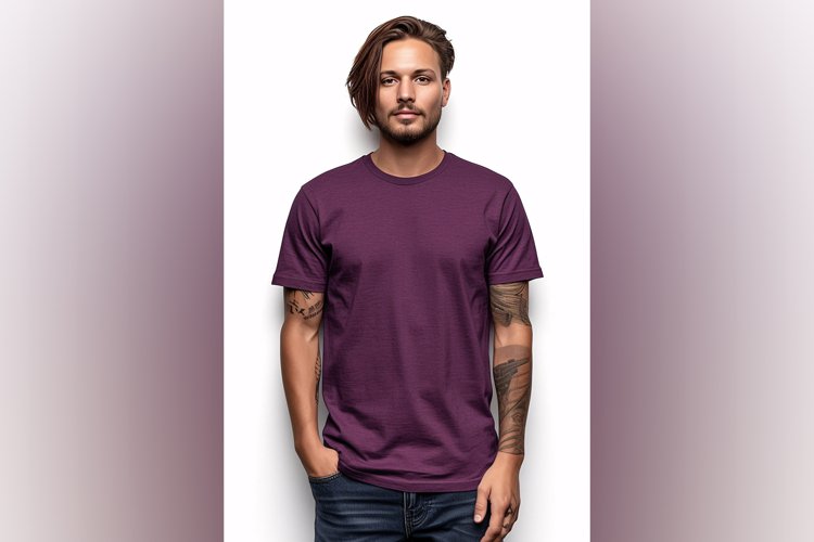 Burgundy T Shirt Logo Branding Mockup