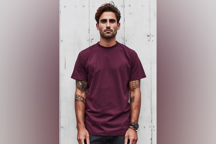 Burgundy T Shirt Logo Branding Mockup