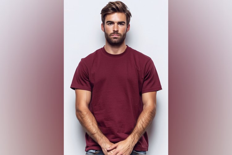 Burgundy T Shirt Logo Branding Mockup example image 1