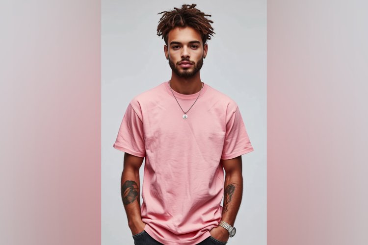 Light PinkT Shirt Logo Branding Mockup example image 1