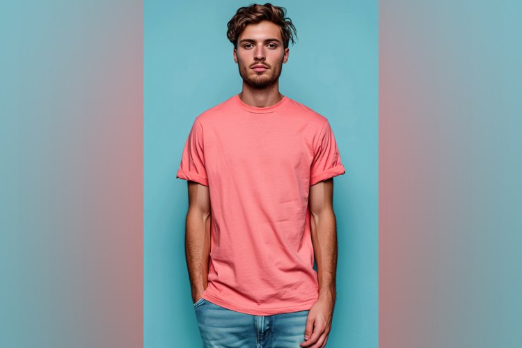 Pink Blue T Shirt Logo Branding Mockup example image 1