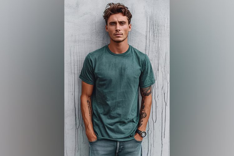 Dark Green T Shirt Logo Branding Mockup example image 1