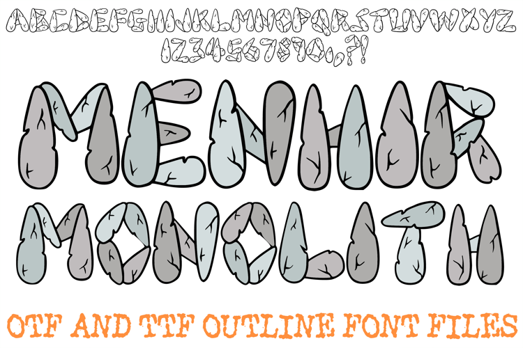 Menhir Monolith Stone Lettering Font Boulder ABC OTF Type