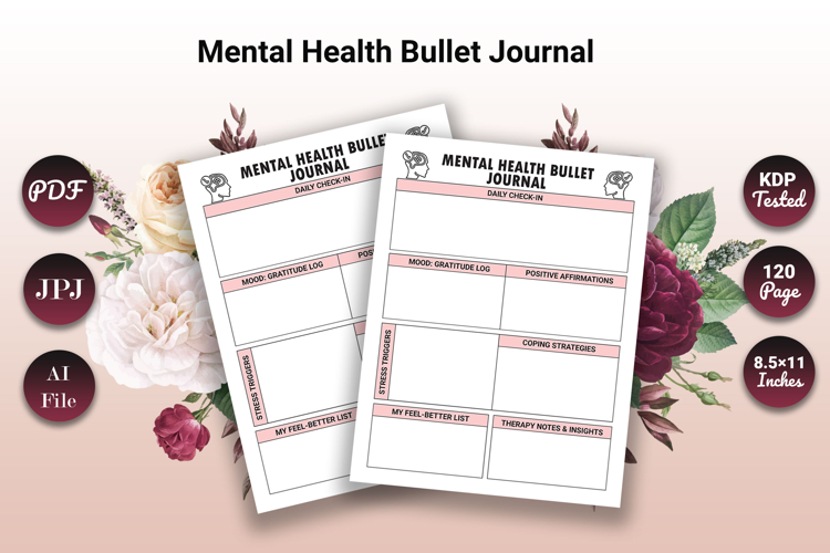 Mental Health Bullet Journal Self Care & Mindfulness Planner