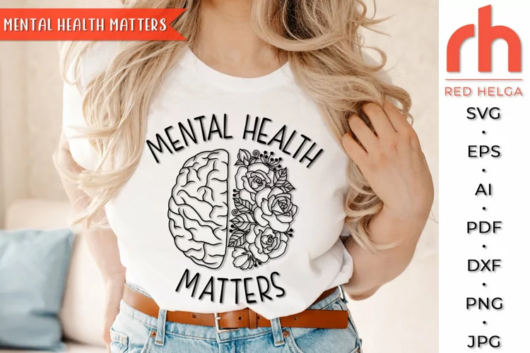 Mental Health Matters SVG, Floral Brain Cut File