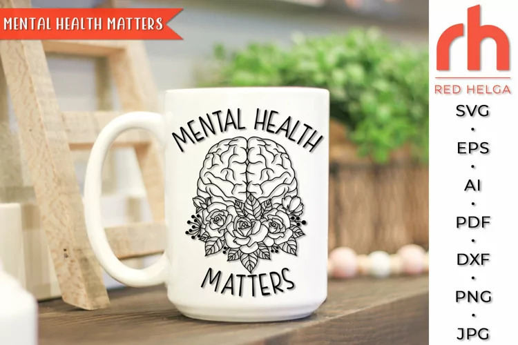 Mental Health Matters SVG, Floral Brain DXF, Mind Health