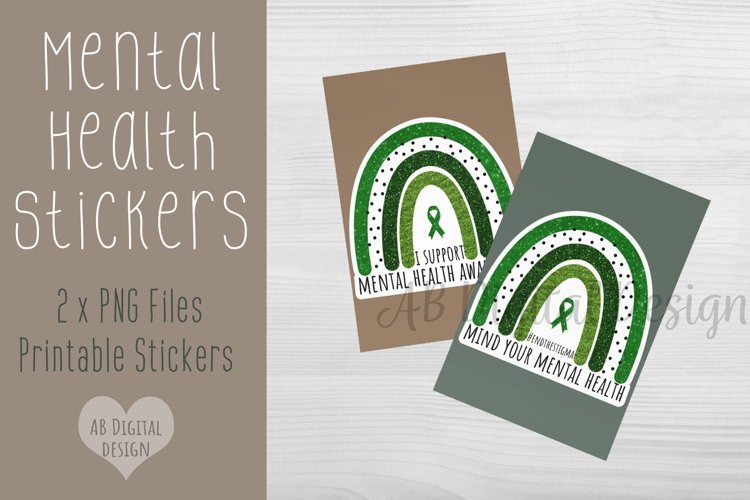Mental Health Rainbow Printable Stickers example image 1