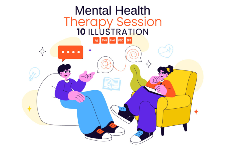 10 Mental Health Therapy Session Illustration