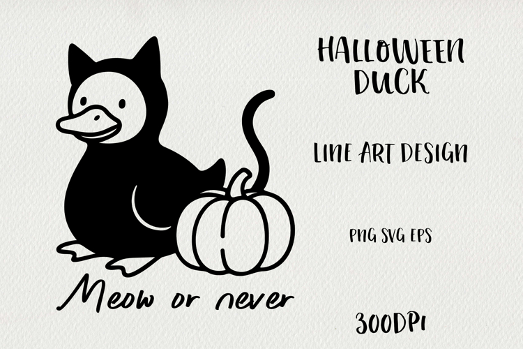 Line Art Cute Halloween Duck | EPS, SVG, PNG