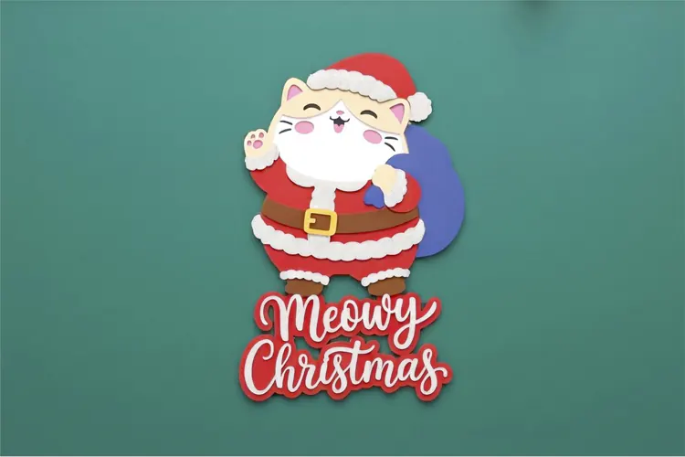 Meowy Christmas Door Hanger 3D SVG