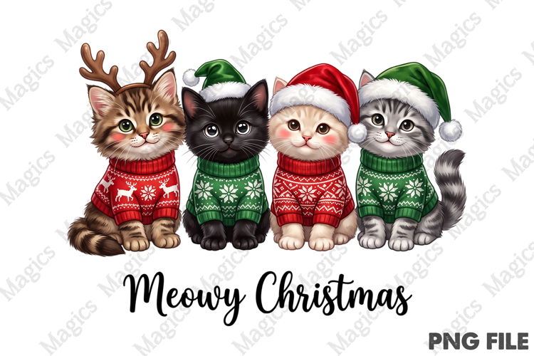 Meowy Christmas Cats PNG