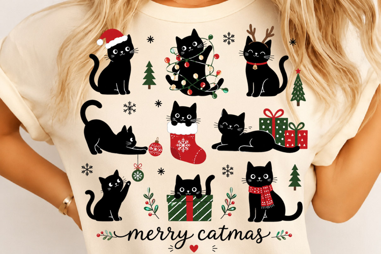 Meowy Christmas Cats PNG, Trendy Christmas Cat