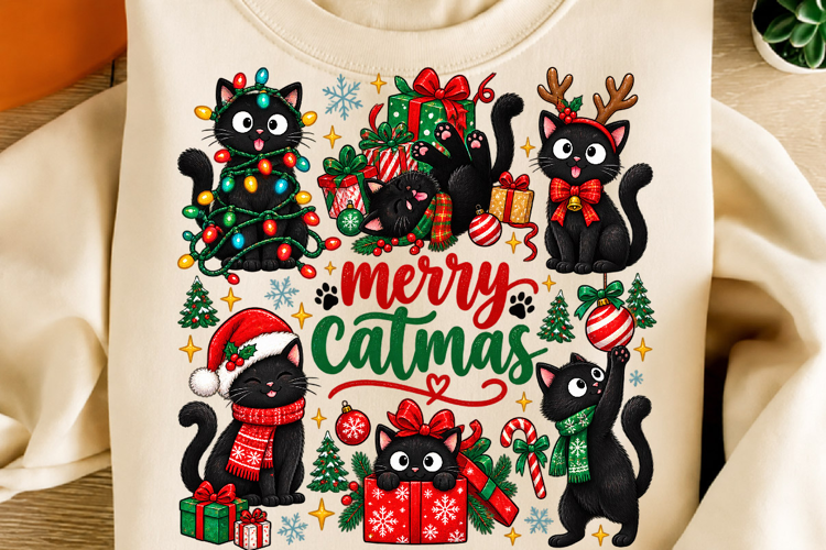 Meowy Christmas Cats PNG, Trendy Christmas Cat