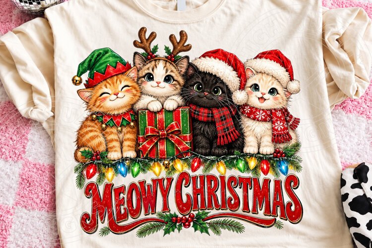 Meowy Christmas Cute Christmas Cat Family PNG example image 1