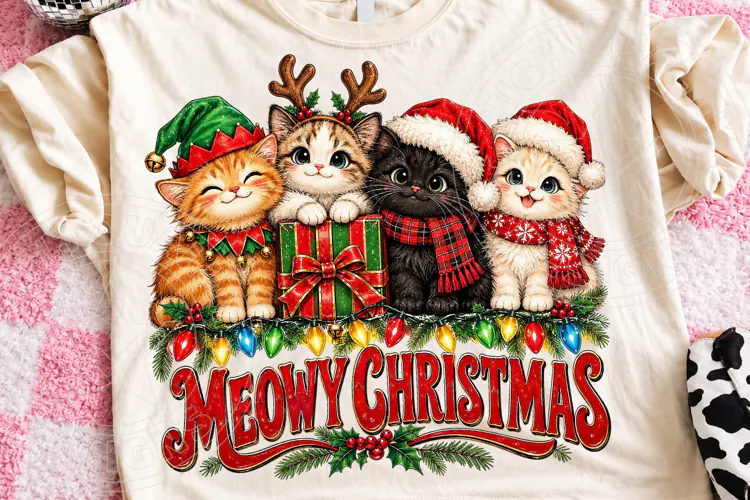 Meowy Christmas Cute Christmas Cat Family PNG