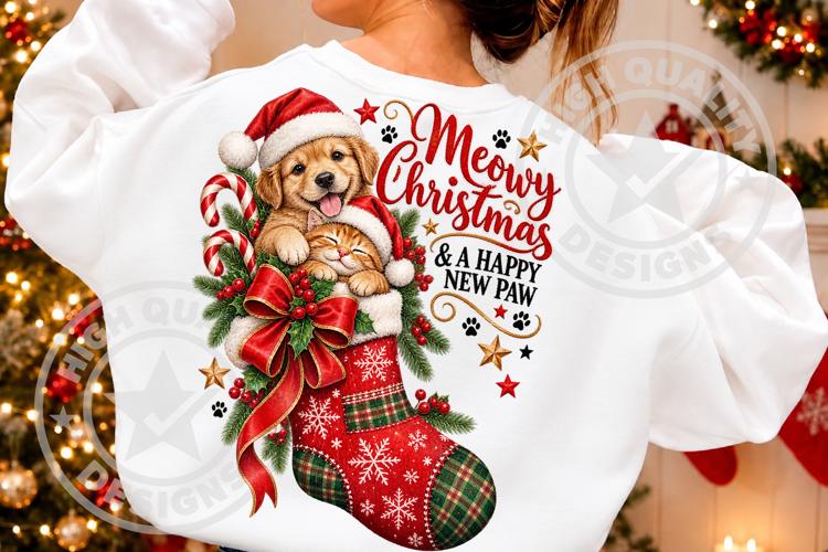 Meowy Christmas Happy New Paw PNG