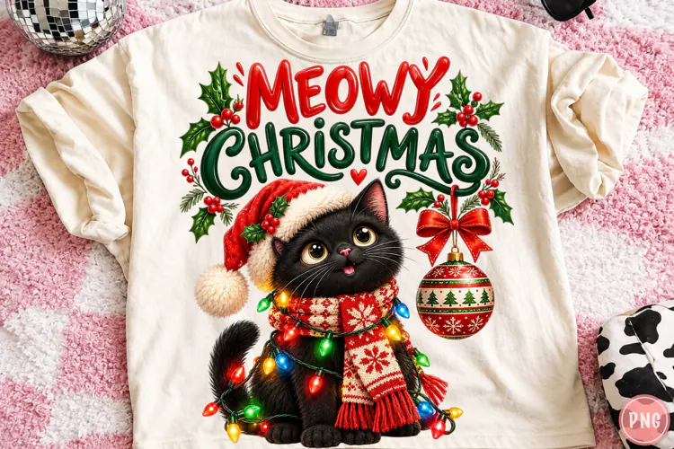 Meowy Christmas PNG, Christmas Cat PNG, Christmas Season PNG