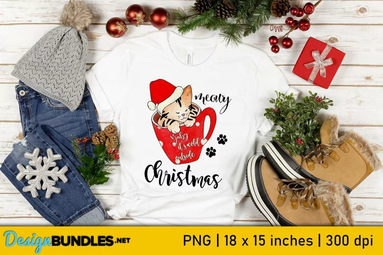 Meowy Christmas Sublimation | Cute Kitten in a Mug Print