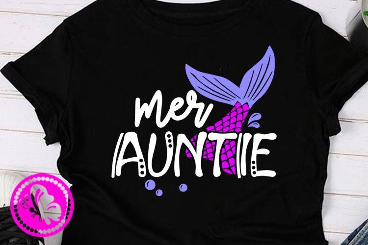 Mer Auntie SVG | Mermaid Tail Birthday Cut File example image 1