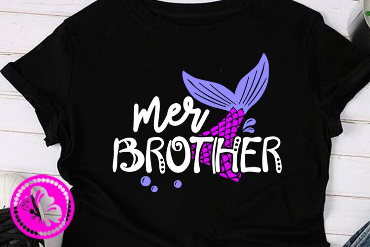 Mer Brother SVG | Mermaid Tail Birthday Cut File Summer time example image 1