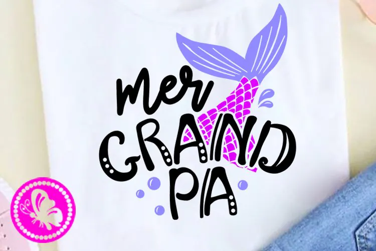 Mer Grandpa Silhouette Cute Mermaid Tail Digital Download