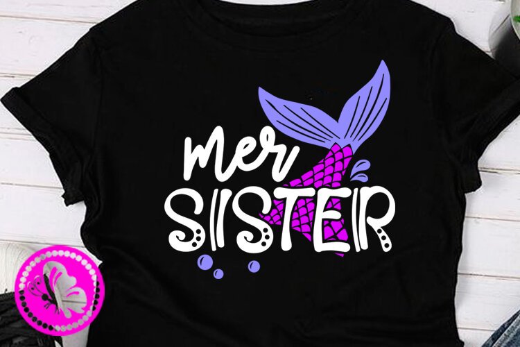Mer Sister Silhouette | Cute Mermaid Tail Digital Download example image 1