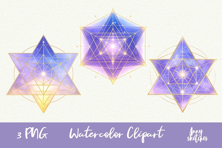 3 Merkaba PNG Star Tetrahedron Sacred Geometry Clipart