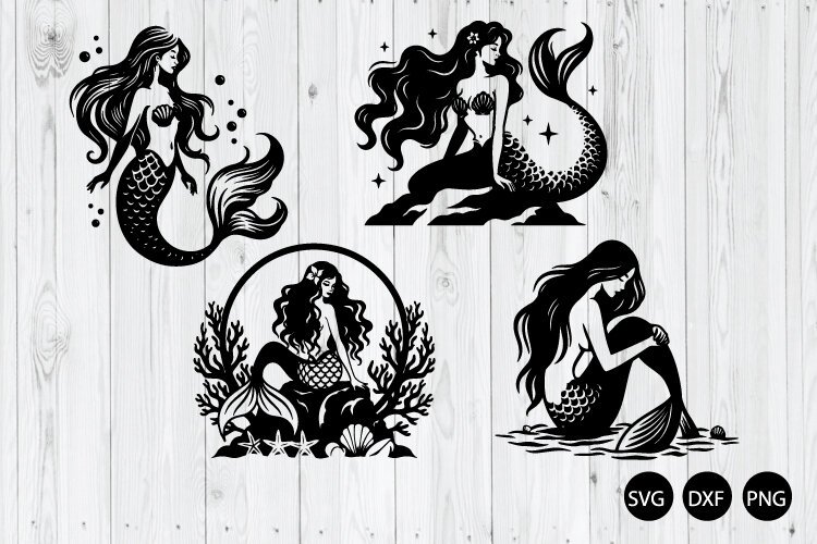 Mermaid SVG, Mermaid Party SVG, Mermaid Silhouette SVG example image 1
