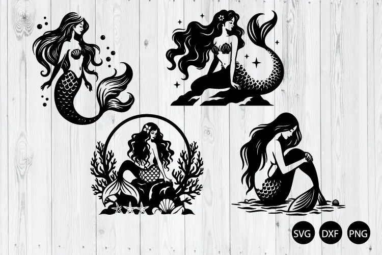 Mermaid SVG, Mermaid Party SVG, Mermaid Silhouette SVG