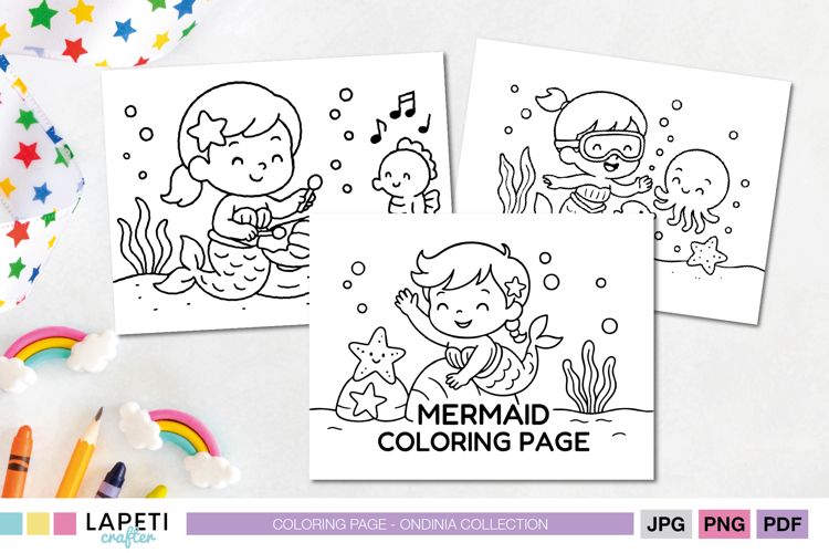 Printable Mermaid Coloring Pages | Party Activity for Kids