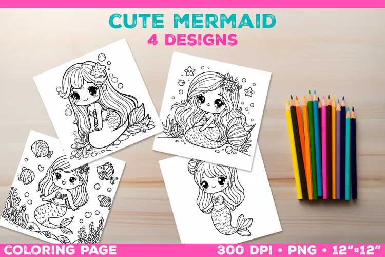 Mermaid Printable Coloring Page. Mermaid Coloring Book