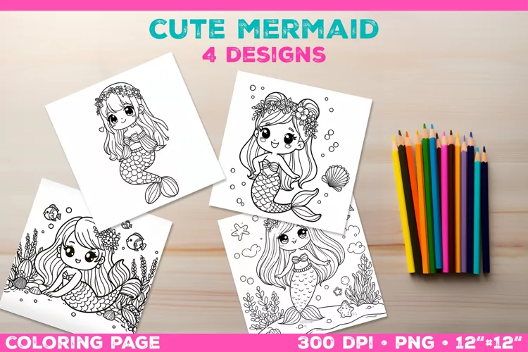 Mermaid Printable Coloring Page. Mermaid Coloring Book