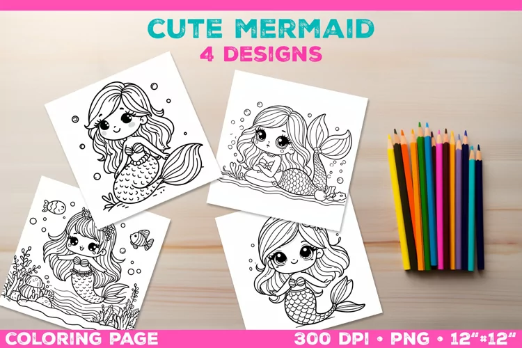 Mermaid Printable Coloring Page. Mermaid Coloring Book