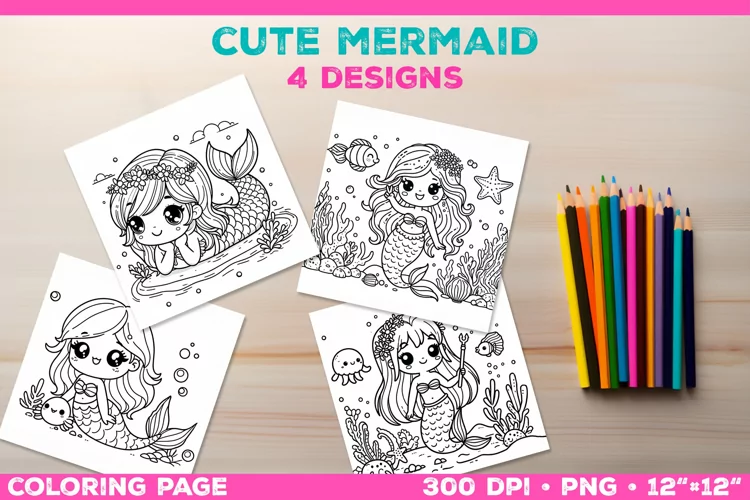 Mermaid Printable Coloring Page. Mermaid Coloring Book