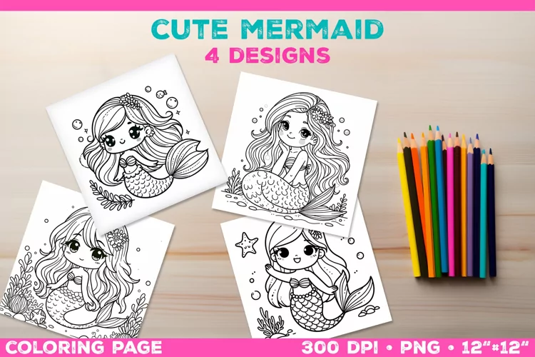 Mermaid Printable Coloring Page. Mermaid Coloring Book