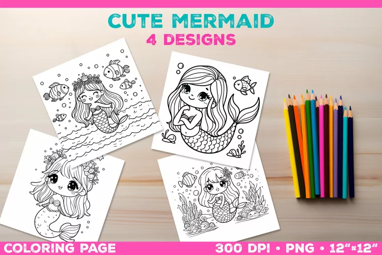 Mermaid Printable Coloring Page. Mermaid Coloring Book