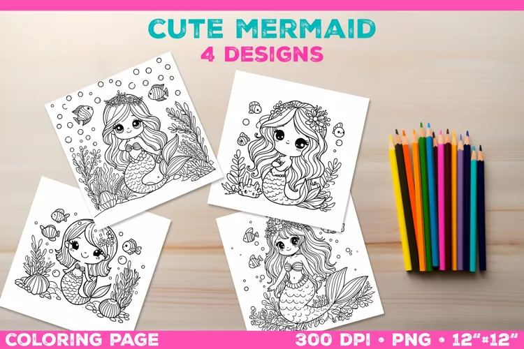 Mermaid Printable Coloring Page. Mermaid Coloring Book