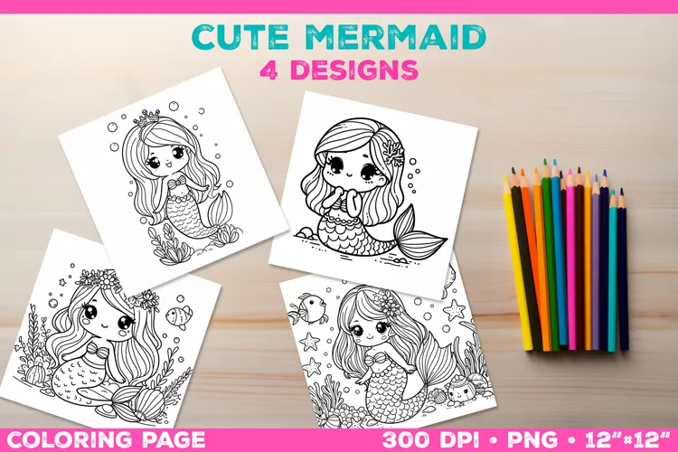 Mermaid Printable Coloring Page. Mermaid Coloring Book