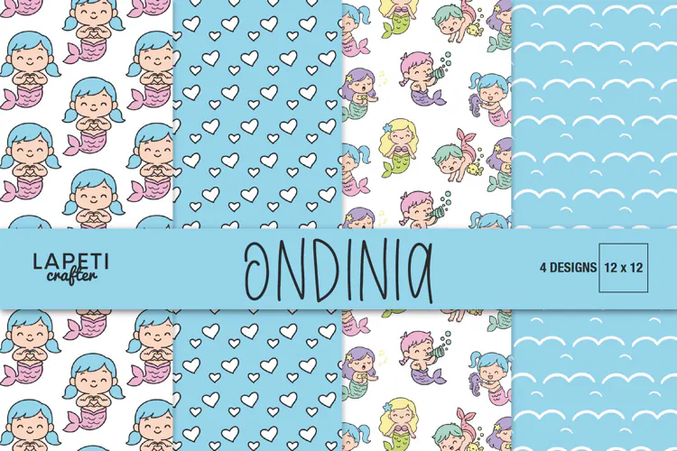 Mermaid Digital Paper with Under the Sea and Ocean Patterns