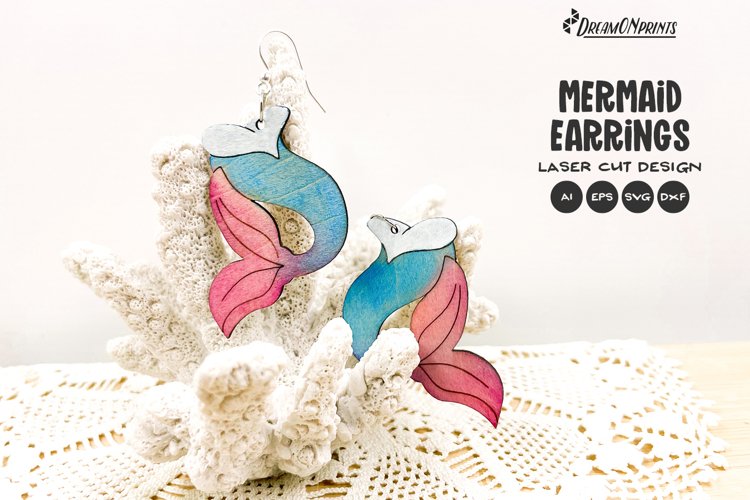 Mermaid Earrings Laser Cut Design - Summer Earrings
