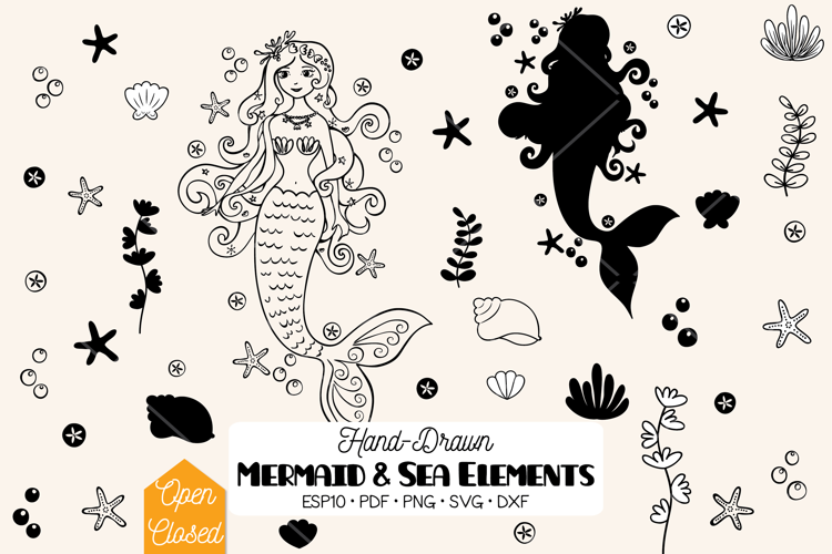 Mermaid Eyes Opened | Princess | Sea Shell, Aquatic Plants